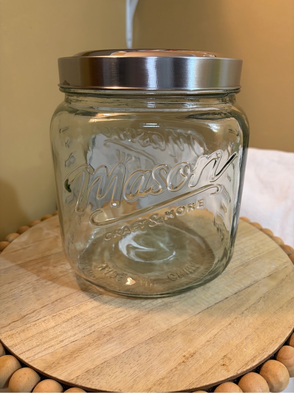 Mason Clear Glass Storage Jar with Silver Metal Lid